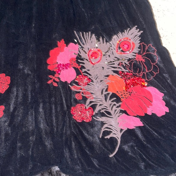 DEPT Beaded V-Neck Flowy Long Sleeve Summer Mini Floral A-Line Dress - Picture 3 of 4